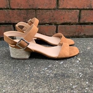 MADDEN GIRL Faux Suede Strappy camel Color Chunky Heel Sandals Size 10